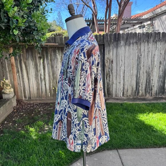 Kalaheo Hawaiian Surfboard Polo Blue Shirt Men's Size Medium *Flaws* - Picture 8 of 14